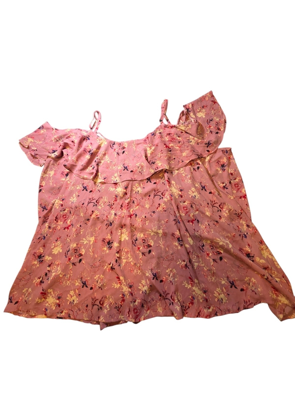 NWT Torrid Plus Size 6X 6 Dusty Rose Pink Floral Lace Up Cold Shoulder Blouse - Picture 9 of 10